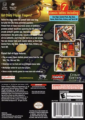 Pinball Hall of Fame - The Gottlieb Collection box cover back
